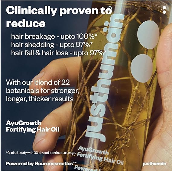 AyuGrowth-Fortifying-Hair-Oil-Ayurvedic-Elixir-Clinically-Proven-18-Oil-blend-Reduces-Hair-Fall-breakage-Strengthens-roots-Bhringraj-Amla-Brahmi-Vertiver-root-120ml