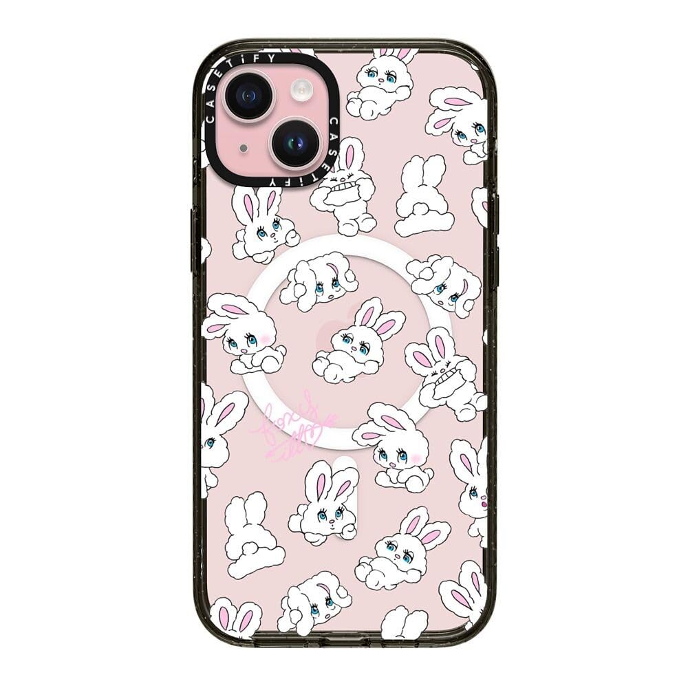 CASETiFY インパクト iPhone 15 Plus ケース [MagSafe対応/薄型 軽量/耐衝撃] - Bunnies - ブラック