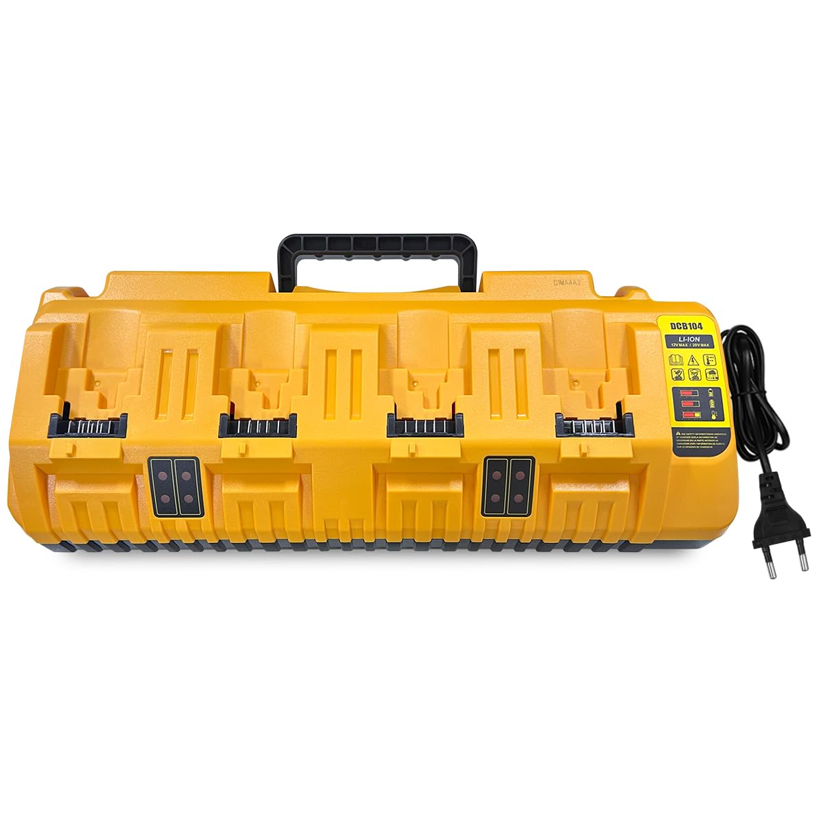 Cargador de Batería de 4 Puerto Compatible con Dewalt, Cargador Rápido de Iones de Litio de 3,0 A, 12 V, 18 V, 20 V máx., con Dos Puertos USB de 2,1 A