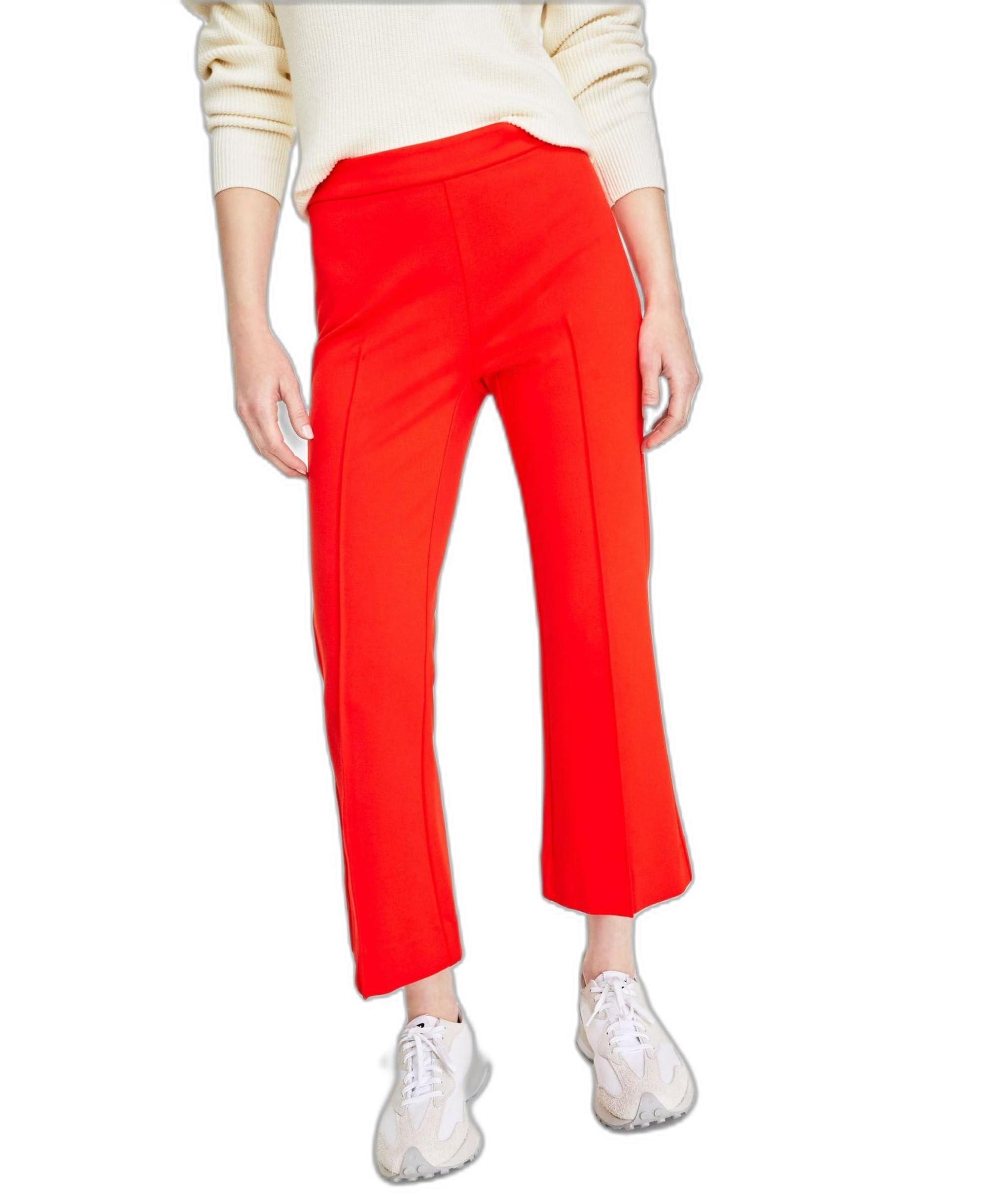 Womens Ponte Kick-Flare Ankle Pants Regular and Short Lengths Fiery Red XXS