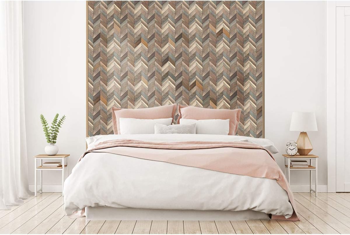 11 7/8"W x 11 7/8"H x 3/8"P Chevron Boat Wood Mosaic Wall Tile, Natural Finish