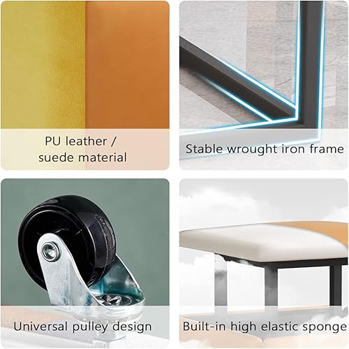 Miniatura 9 de WAYUTO - Cubo de asiento de piel sintética 5 en 1 con ruedas giratorias, apilable, taburete otomano, taburete otomano, reposapiés movible, silla de