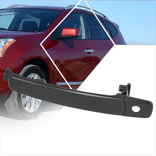 PM PERFORMOTOR Manija de puerta delantera izquierda para el lado del conductor con cerradura compatible con Nissan Rogue Select X-Trail 08-15, negro