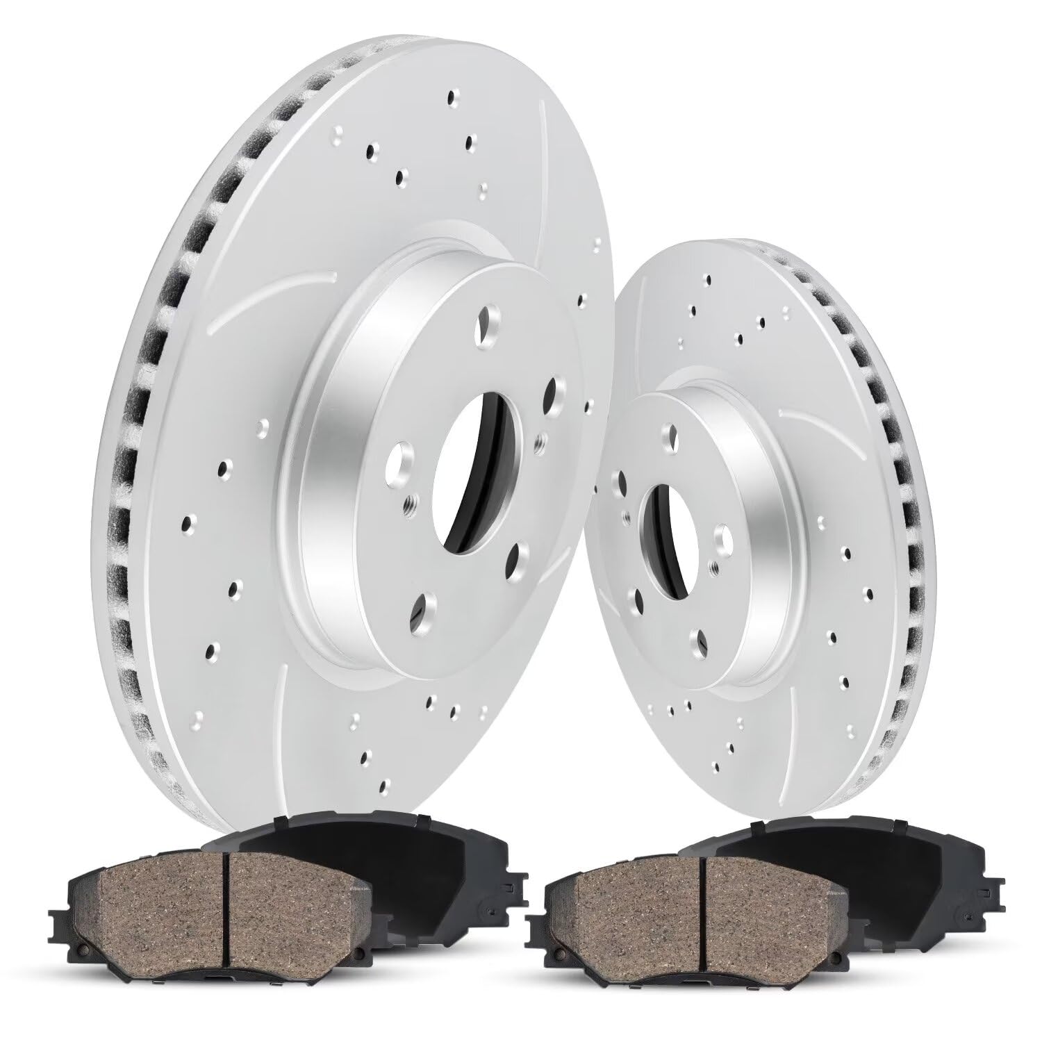 Photo 1 of GAIASURGE Front Anti-Rust Geomet Brake Kit Compatible with 2009-2015 Honda Pilot, 2007-2013 Acura MDX, Drilled and Slotted Rotors Kit |329.8mm(13in) Brake Discs Automotive Ceramic Brake Pads