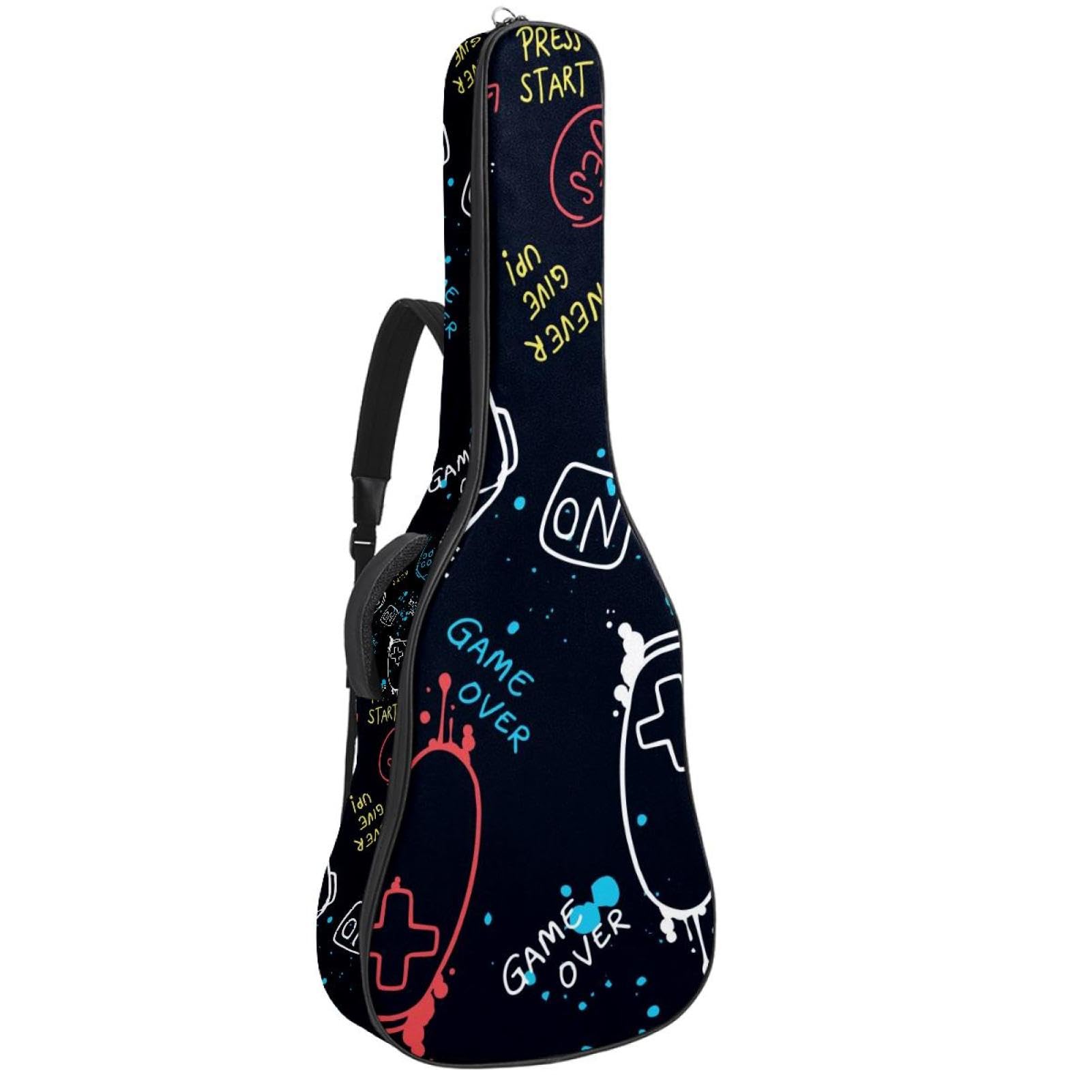 Torba na gitarę akustyczną Wodoodporny plecak na gitarę Gruby miękki wyściełany gamepad Klasyczna obudowa na gitarę, wielobarwny, 42.9x16.9x4.7 in, Organizer do torby
