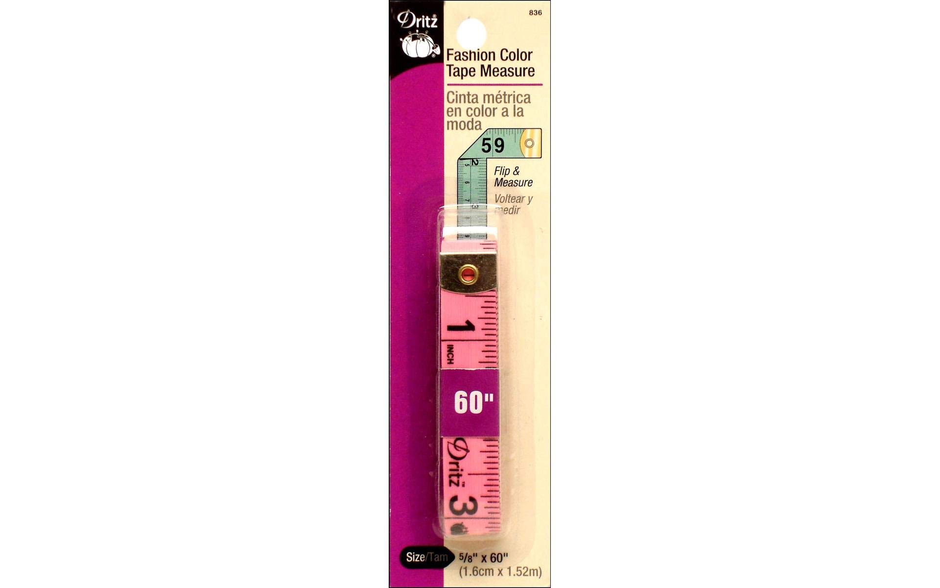 Dritz 836 Fashion Color Tape Measure, 5/8 by 60-Inch