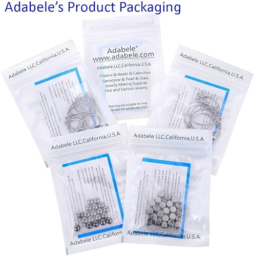 Miniatura 6 de Adabele SJF29-1 - Juego de 5 piezas de acero inoxidable de grado 304, hipoalergénico, resistente, parte trasera abierta de 0.787 in, bisel en forma