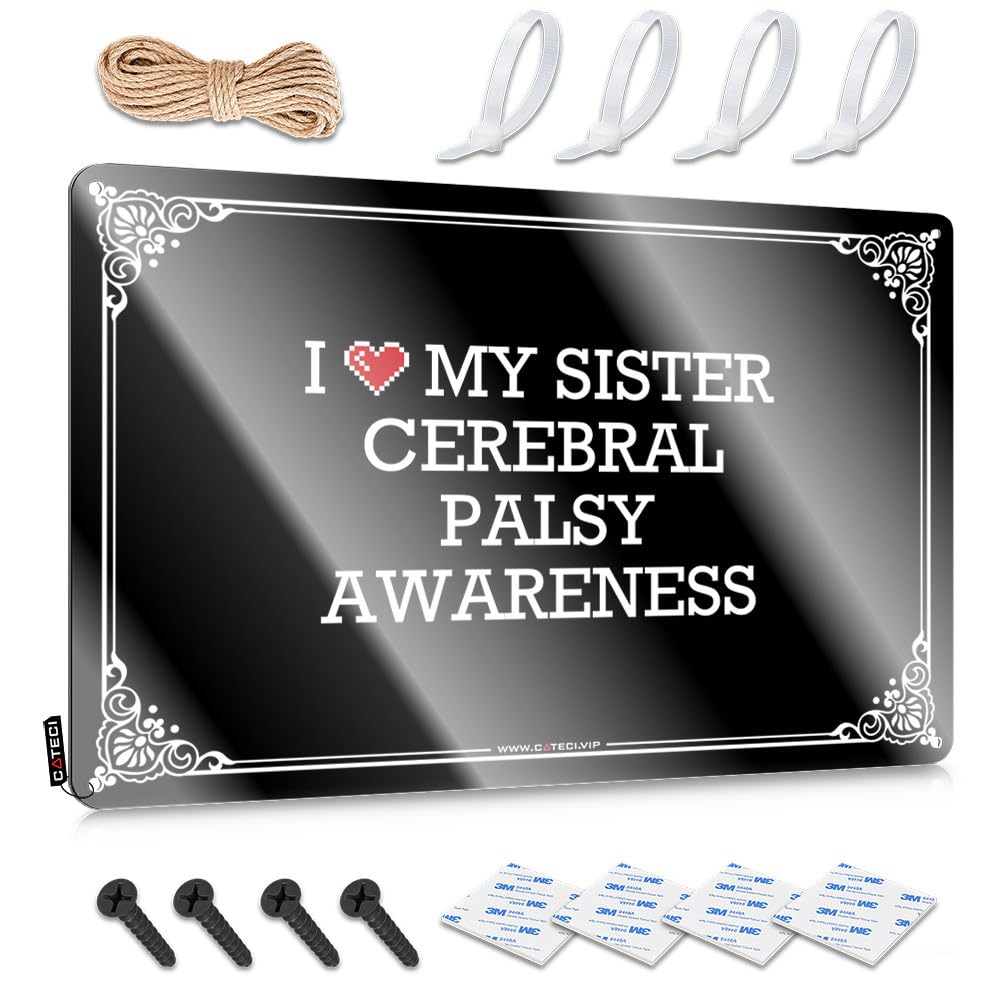 Fzfn Colour Vintage Wall Art Cats Vintage Wall Decor | I Love My Sister Cerebral Palsy Awareness Classic Soft Bath For Checkout Home Decoration(20X30cm)