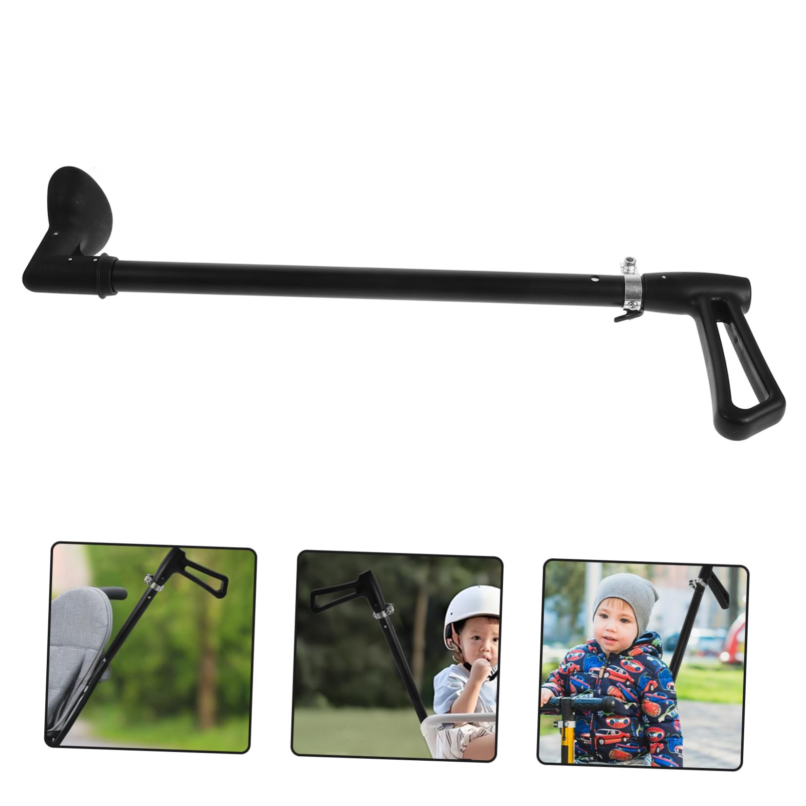 HEMOTON Maniglione Passeggino Pieghevole per Push Car, Nero Plastico e Lega | Passeggino e Stroller, Montaggio Rapido, Sgancio Veloce, Accessorio Pratico per Genitori