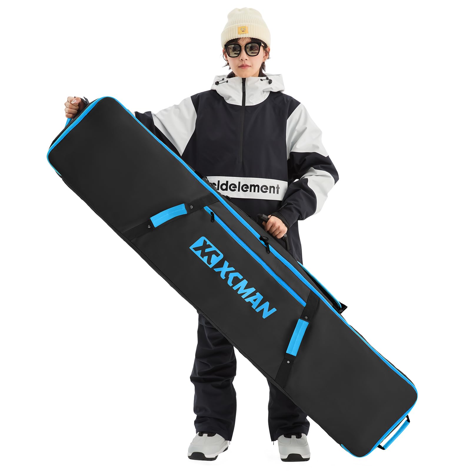 XCMAN Snowboardtasche für Flugreisen – vollständig gepolsterte Skitasche wasserdichte Snowboardtasche für Reisen Snowboardstiefel