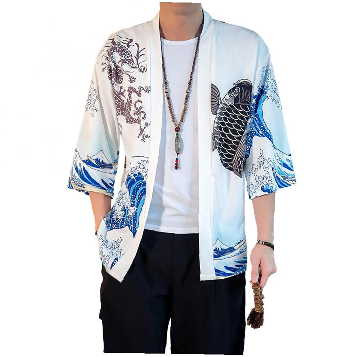 Yililay Yililay de Protección Solar Shirtamurai Kimono Streetwear Hombres Mujeres Cardigan Japón Harajuku Anime Robe Anime Ropa de Verano 2021