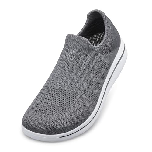 vibdiv Chaussures larges à enfiler pour homme – Chaussures décontractées minimalistes pour la marche et la marche, Gris foncé., 45 1/3 EU