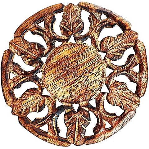 Handmade Wooden Trivet For Hot Dishes Plates & Pots Holder Hot Pad For Kitchen & Dining Table Decor Cookware Heat Resistant Rustic Decorative Carvings Tabletop Home & Dining Table Essentials (Natural) Cover