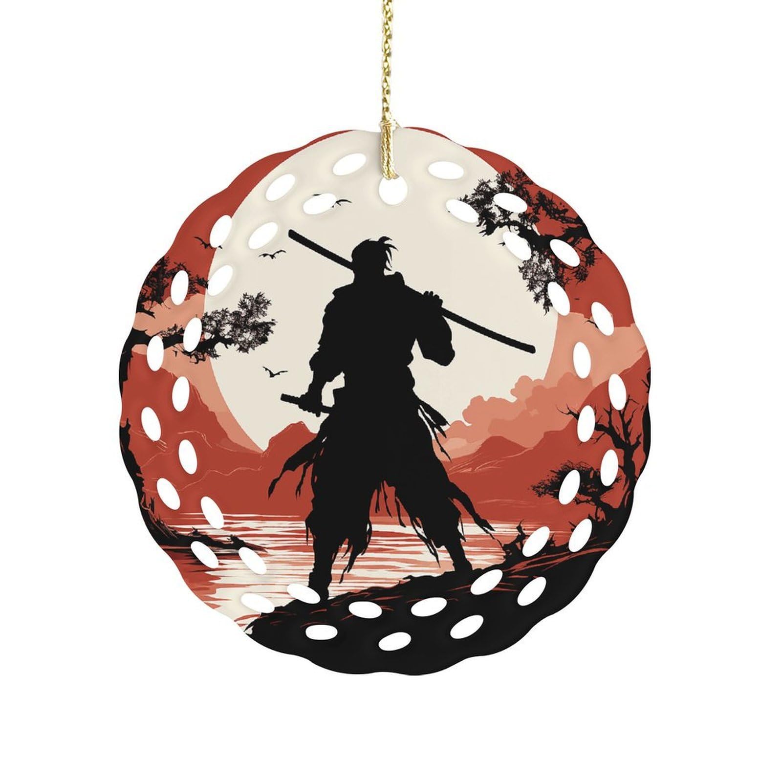 Wsoihfec Women's Style Samurai Hanging Ornament 3 Inch Round,1-Pack,Xmas Decor -Two-Sided Printed,Friend Ornament Gifts For Friends Coworker Sisters
