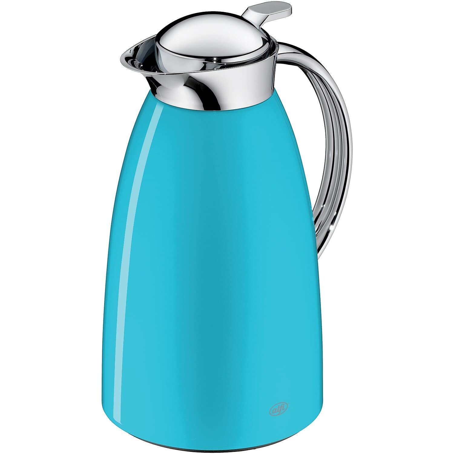 alfi Gusto Glass Vacuum Lacquered Metal Thermal Carafe for Hot and Cold Beverages, 1.0 L, Aquamarine