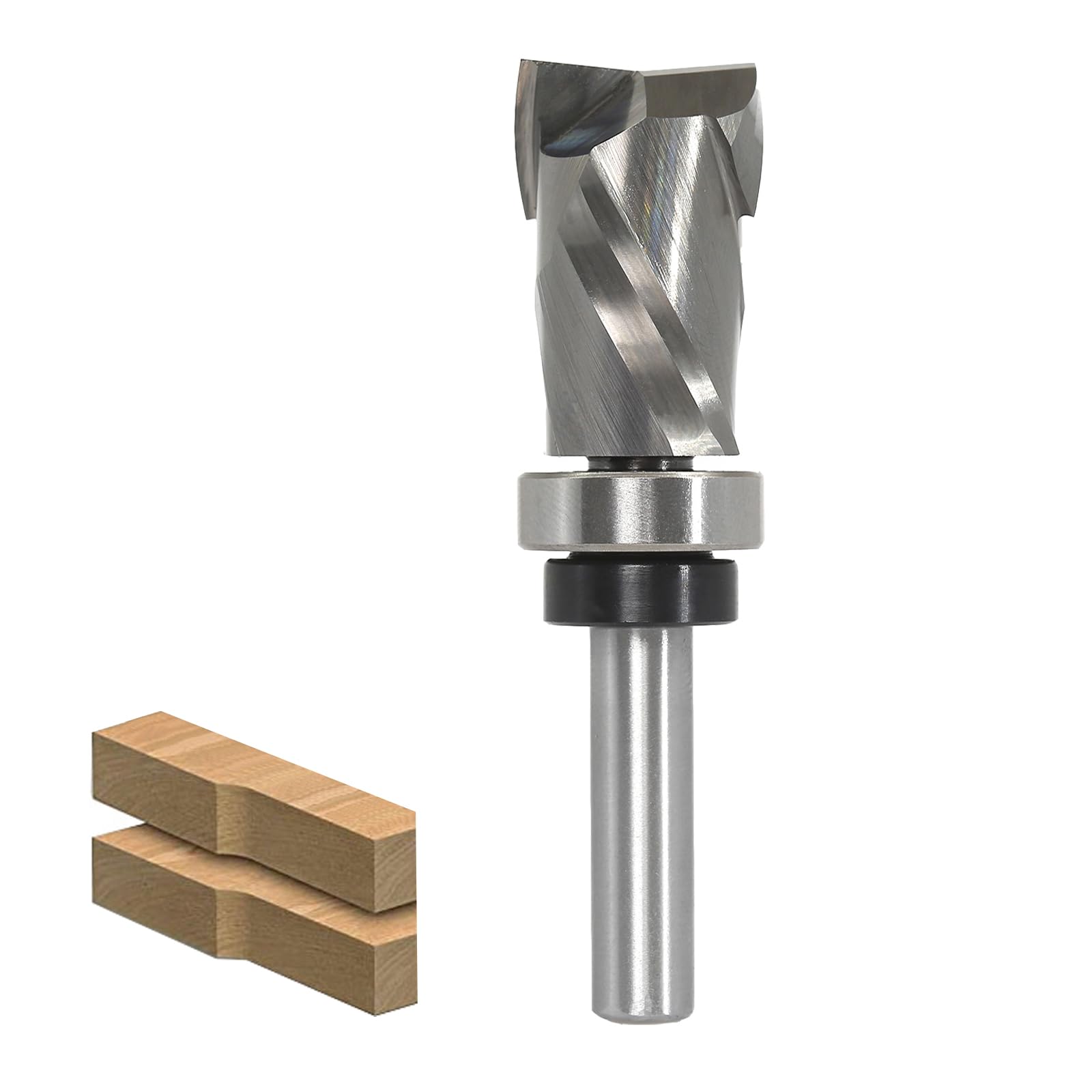 Fresa de enrasado en espiral de 8 mm, eje de compresión hacia arriba y hacia abajo, fresa en espiral para fresadora superior, diámetro de corte de 19 mm, longitud de corte de 30 mm, ranura en