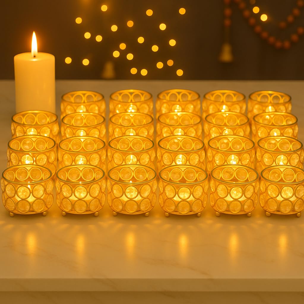 Easyera Lotus Tealight Holders - Golden Decor -7