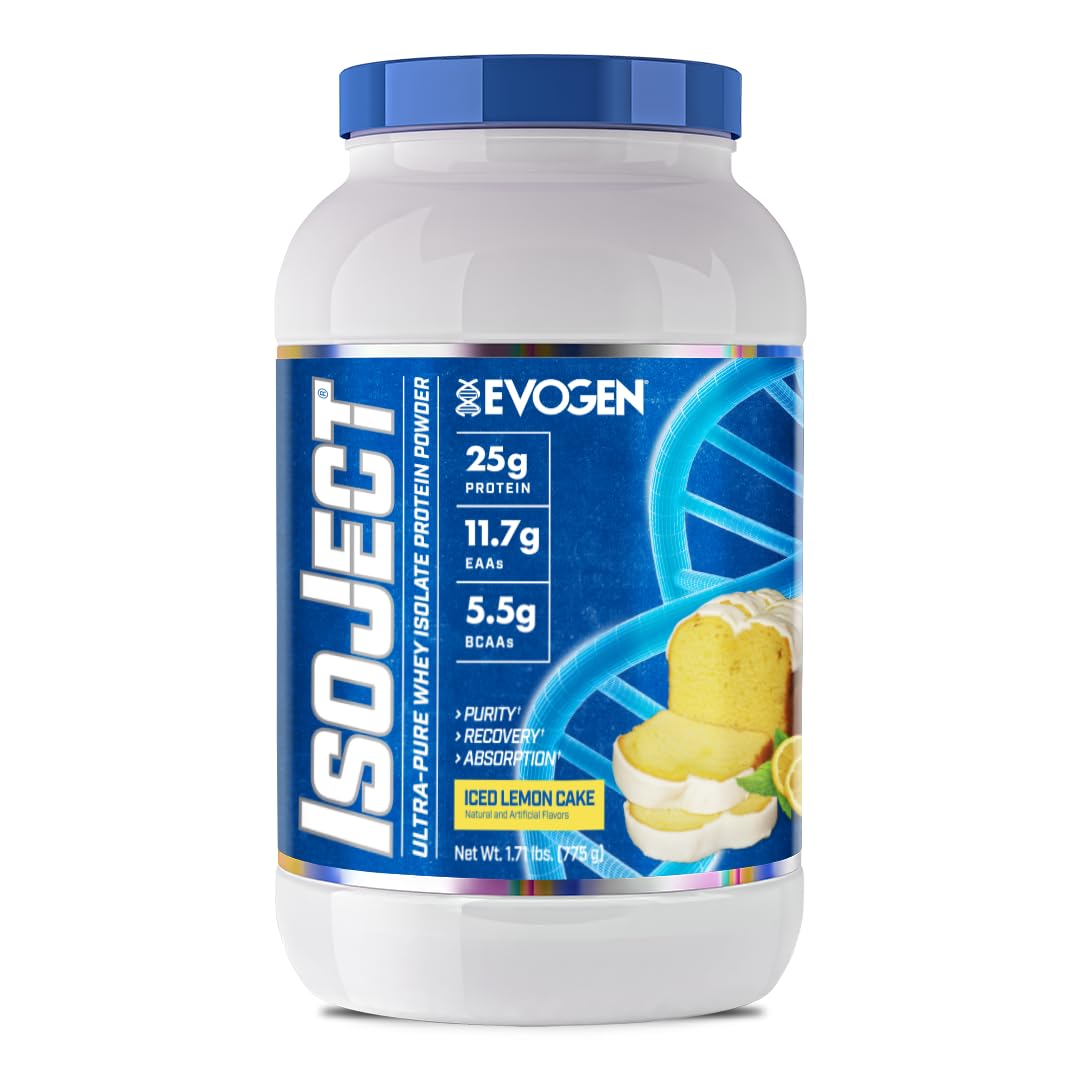 EvogenIsoject - Whey Protein Isolate | Ultra-Pure Whey Protein Powder with Ignitor Enzymes, BCAAs, and EAAs | Enhanced Absorption & Recovery | Ice Lemon Cake | 25 Servings
