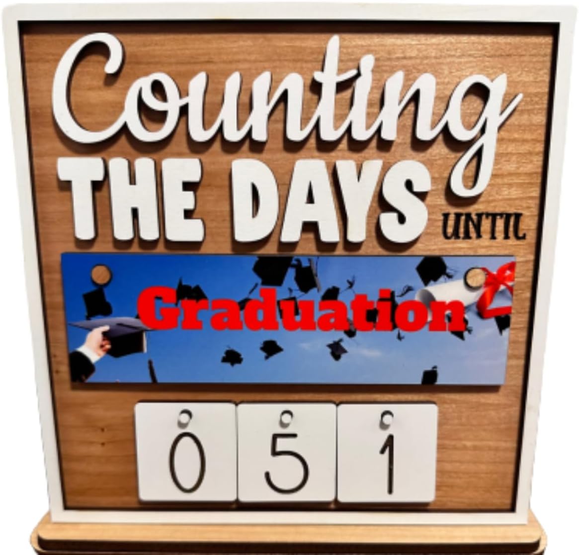 Custom interchangeable wood countdown sign, personalized calendar for special occasions, 3D wooden gift for Vacation, holidays, special events, seasons, retirement (Graduation)
