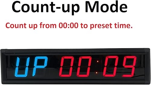 Miniatura 5 de Ledbrigym - Reloj de gimnasio con temporizador de cuenta regresiva, intervalos de cuenta regresiva, cronómetro, entrenamiento, control remoto, rojo