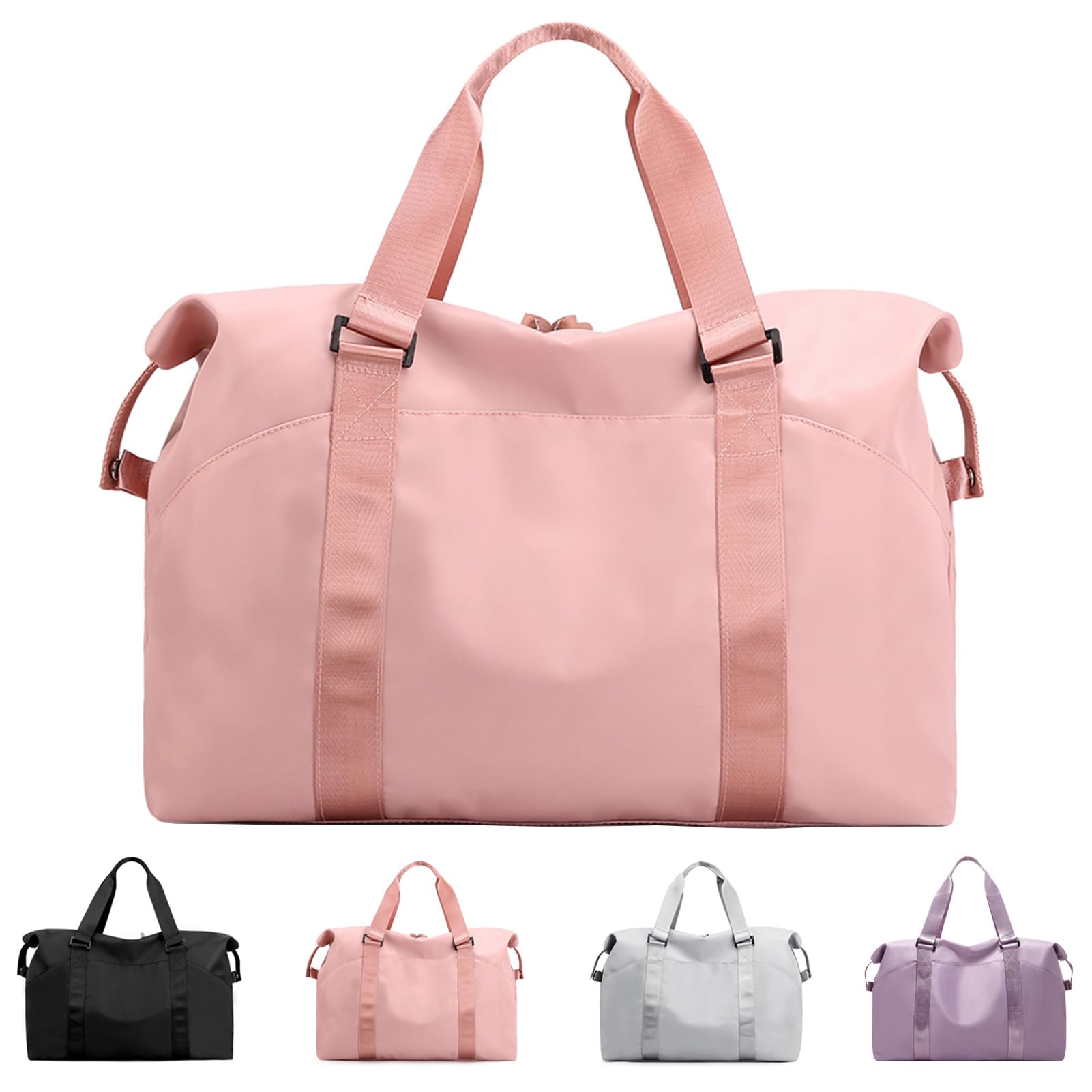 SIVENKE Bolsa de deporte para mujer/hombre con compartimento húmedo, bolso de tiempo libre, plegable, bolsa de gimnasio, bolsa de compras, bolsa de viaje, Rosa.