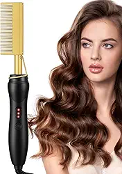 Pente Alisador Elétrico 3 em 1 para Cabelo e Barba – Escova Alisadora com Cerâmica Aquecida Anti-Queimadura | Portátil, Rápido e Seguro para Uso Diário e Viagem