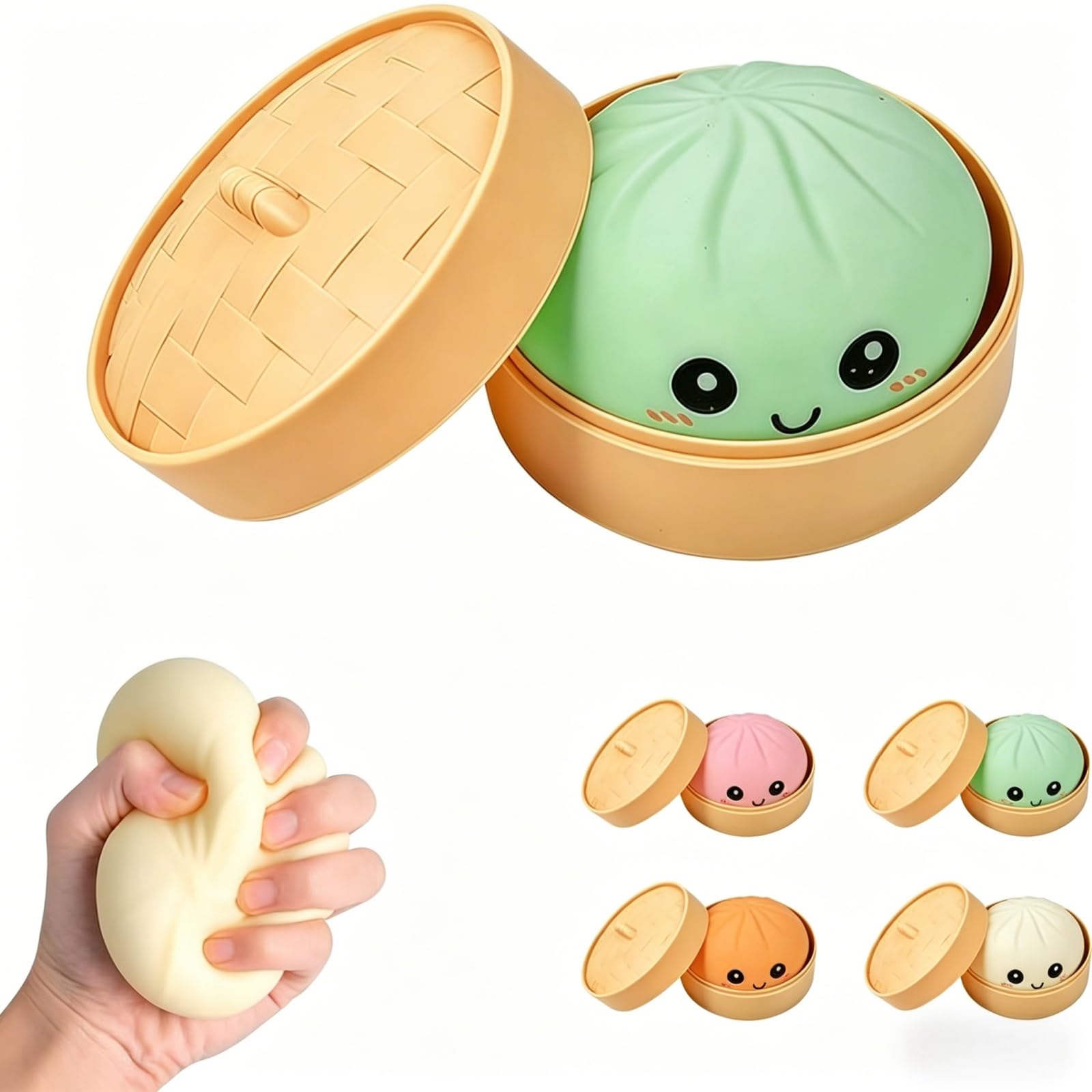 Dumpling Squishy Antiestrés – Pelota De Estrés Táctil De 5,3 X 4,5 Cm, Juguete Sensorial Portátil, Ideal Para Calmar La Ansiedad En El Aula, Hogar Y Viajes