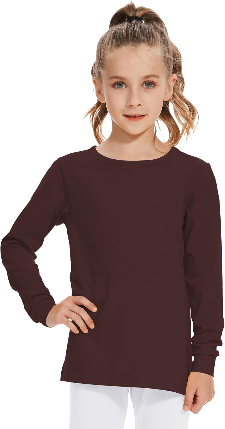 3T 4T 5T to 12 Years Girls Long Sleeve Shirts Kids Cotton T-Shirt Toddler Basic Crew Neck Top