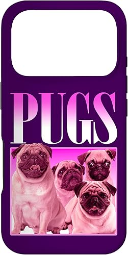 Miniatura 30 de iPhone 16 Pugs Bootleg Rap | Lindo Pug Dog Pet Owners Retro 90's Poster Case