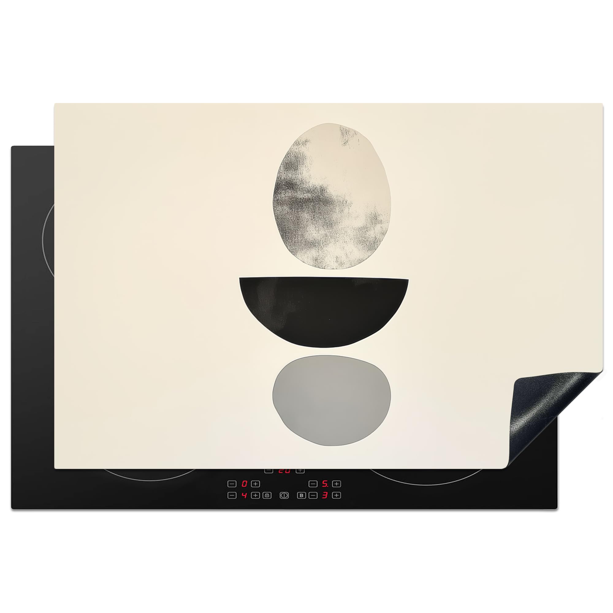 KitchenYeah© Induction Hob Protector Mat 20.5"x30.7" / 78x52 cm Cooker Top Protectors Cover Ceramic Covers Electric Hobs Vinyl Beige - Japandi - Wabi Sabi