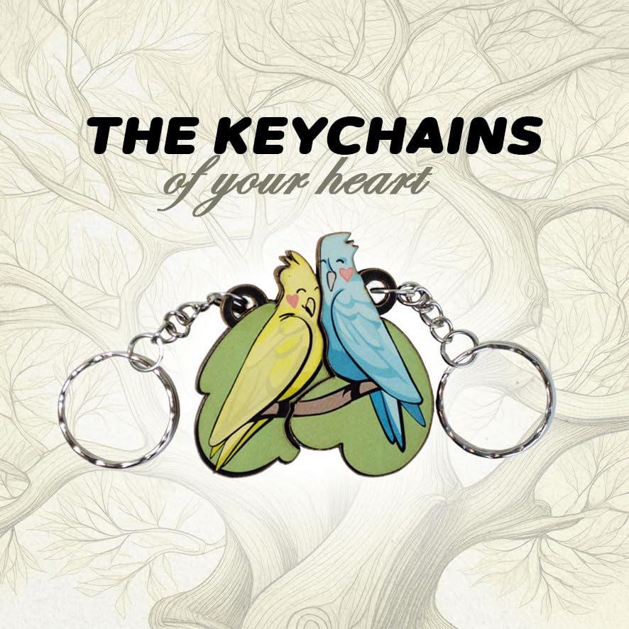 MAX WOODY Couple Of Parrots Couple Gift Keychain Cute Valentine's Day Gift for Girlfriend Boyfriend Keychain Him Her Best Friend Husband Wife Fiancée Matching Gift Couple Stuff for Christmas