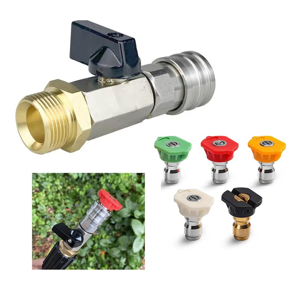 Conector rápido de 1/4 pulgadas de alta presión para lavadora, válvula de bola, boquilla de interruptor de manguera, para mangueras de acero inoxidable de latón de 4500 PSI de encendido
