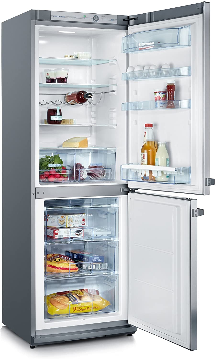 Severin KS 9869 Réfrigérateur/Congélateur/A+++ / 176 cm de hauteur / 142 kWh/an/réfrigérateur 191 L/congélateur 88 L/argent