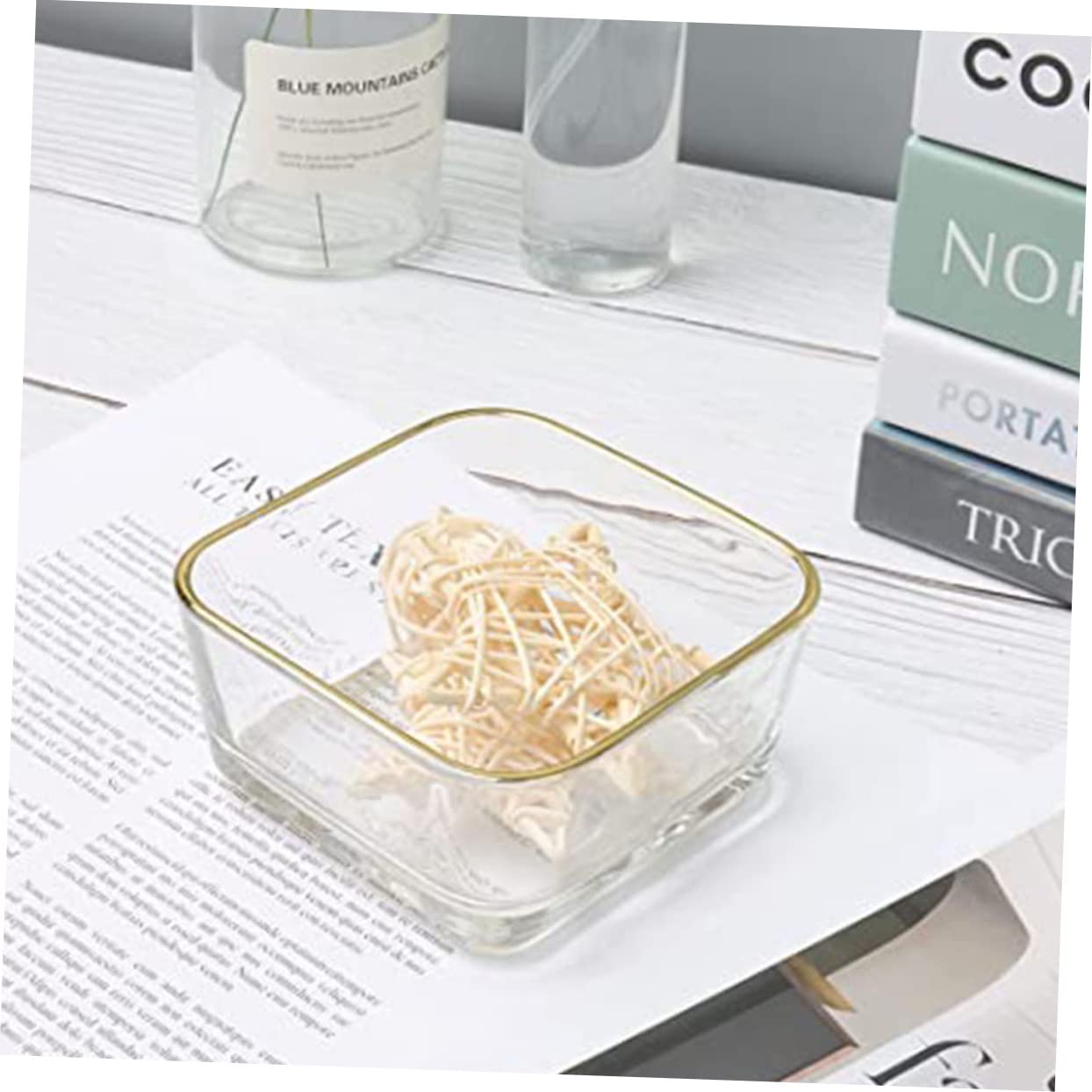 OFFSCH Gold Rim Storage Bowl Paper Clip Dispenser Desk Accessory Marine Corp Birthday Present