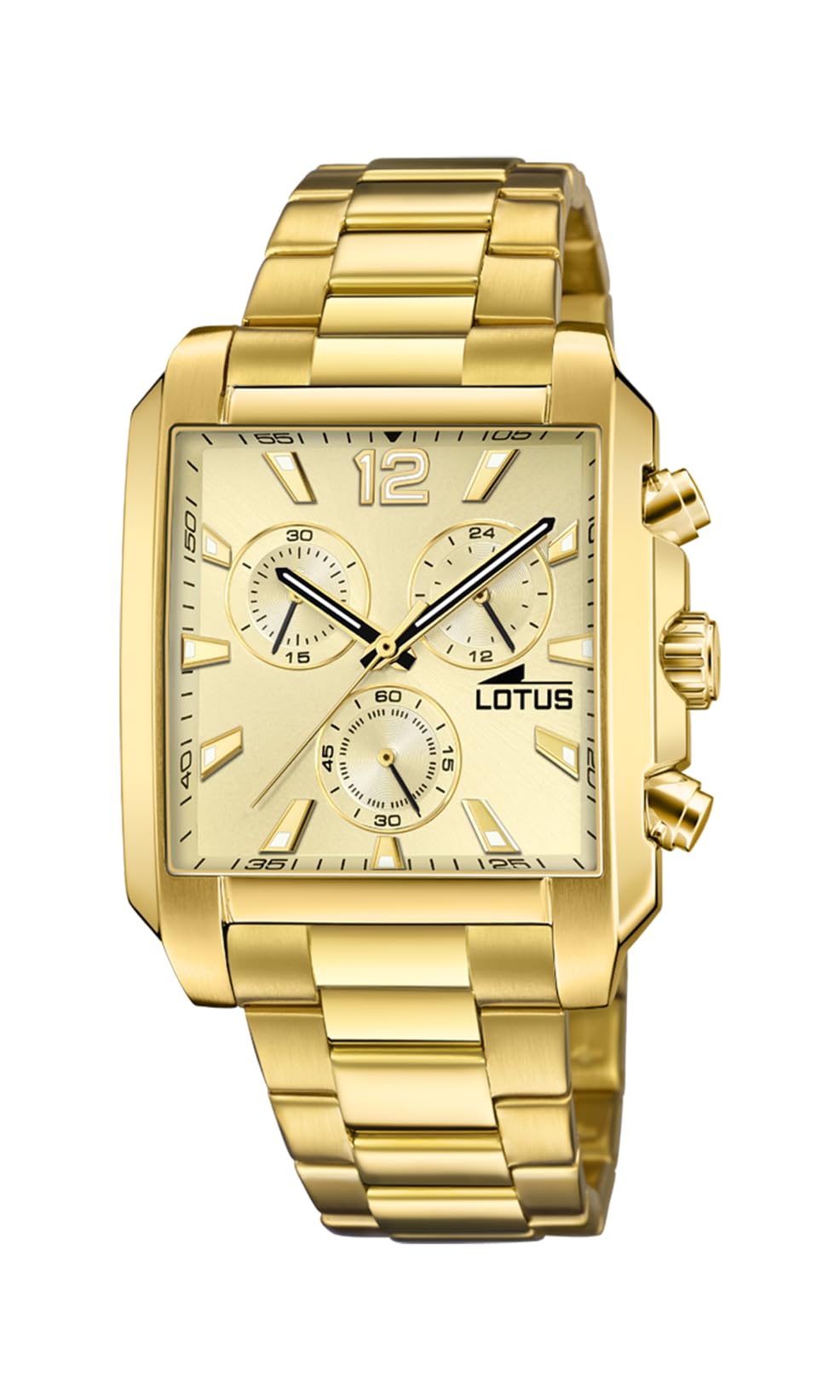 LOTUS Reloj Hombre Analógico de Acero Inoxidable 316l Dorado - Movimiento de Cuarzo - Cronógrafo - Cristal Mineral de Alta Resistencia - Resistente al Agua 5 ATM 18853/5 Special Prices