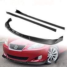 9pcs Combo Front Bumper Body Kit Lip + Side Skirt Extensions Diffuser Compatible with 2006-2008 Lexus IS250 / IS350 Base Model Only 2007 Painted Carbon