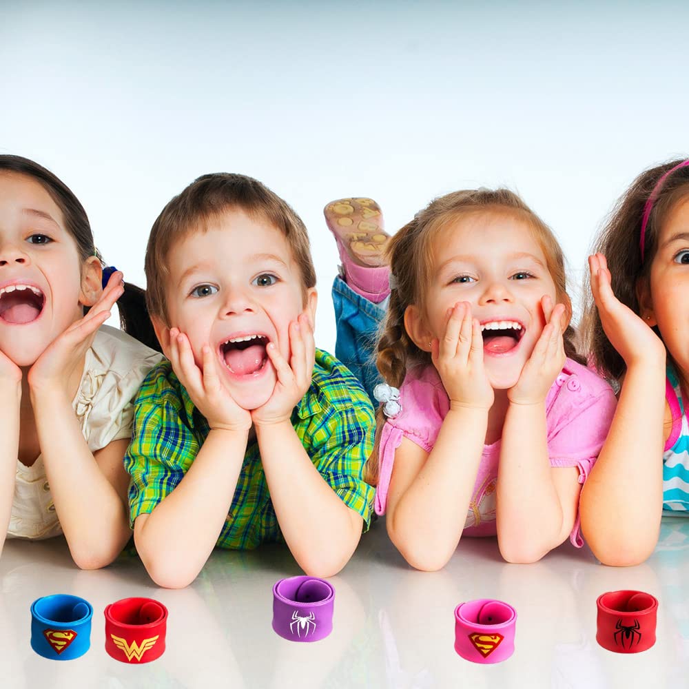 Super-héros Slap Bracelets Silicone pour Enfants Ensemble 10 Pièces