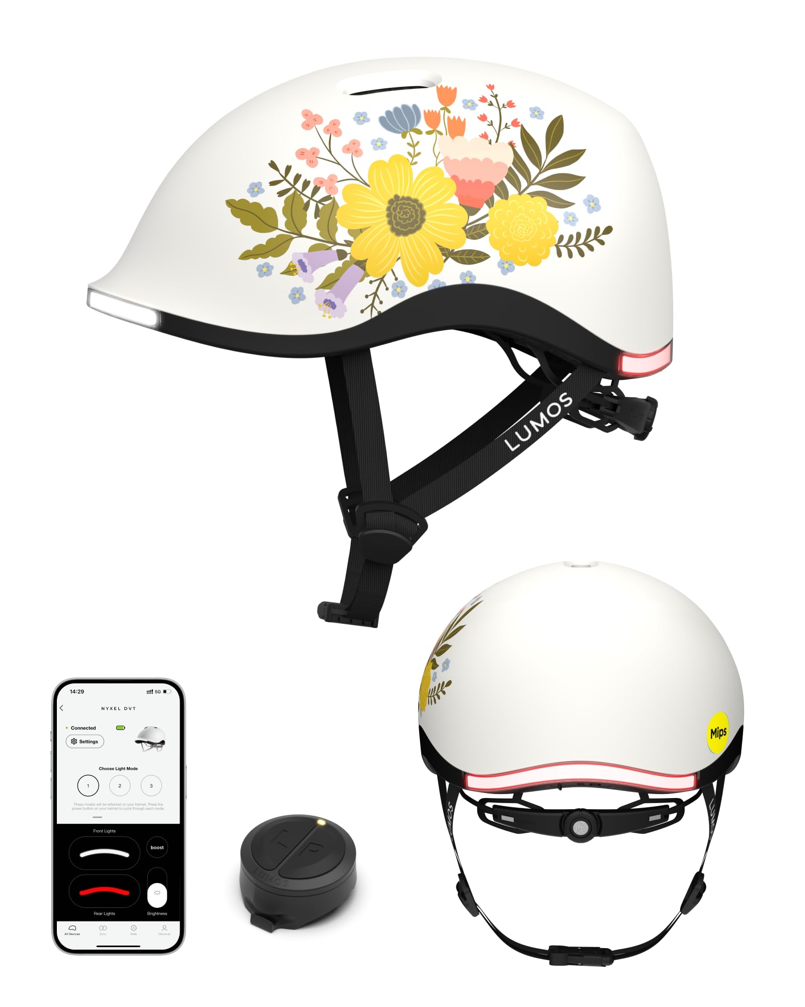 Lumos Nyxel Smart Bike Helmet, Customizable Front and Back LED Lights with Turn Signals, 360° Visibility App Controlled Comfortable & Lightweight Skateboard Urban Helmet for Adults, Men Women