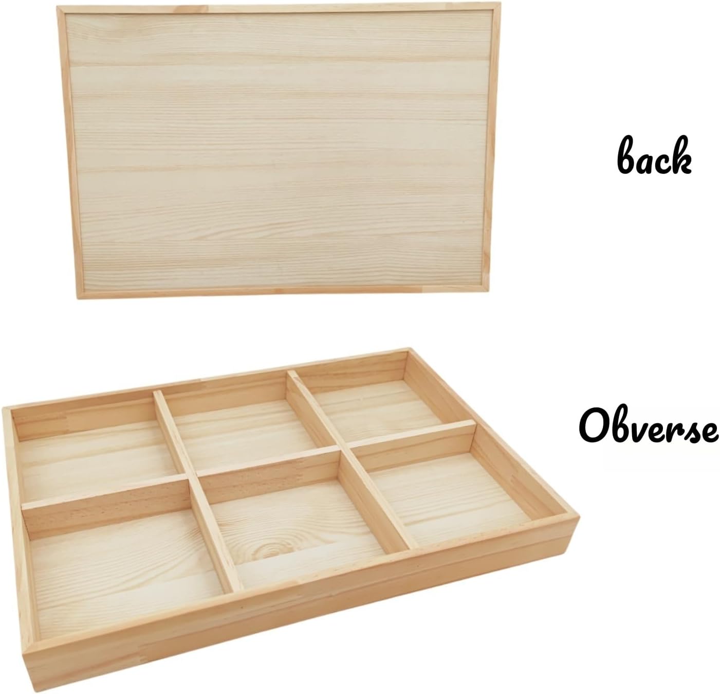 Anktily Wooden Sorting Tray Grid Display, Wood Storage Divider Organizer Showcase Display Box for Home Craft Office Kitchen Storage (6 Grids)