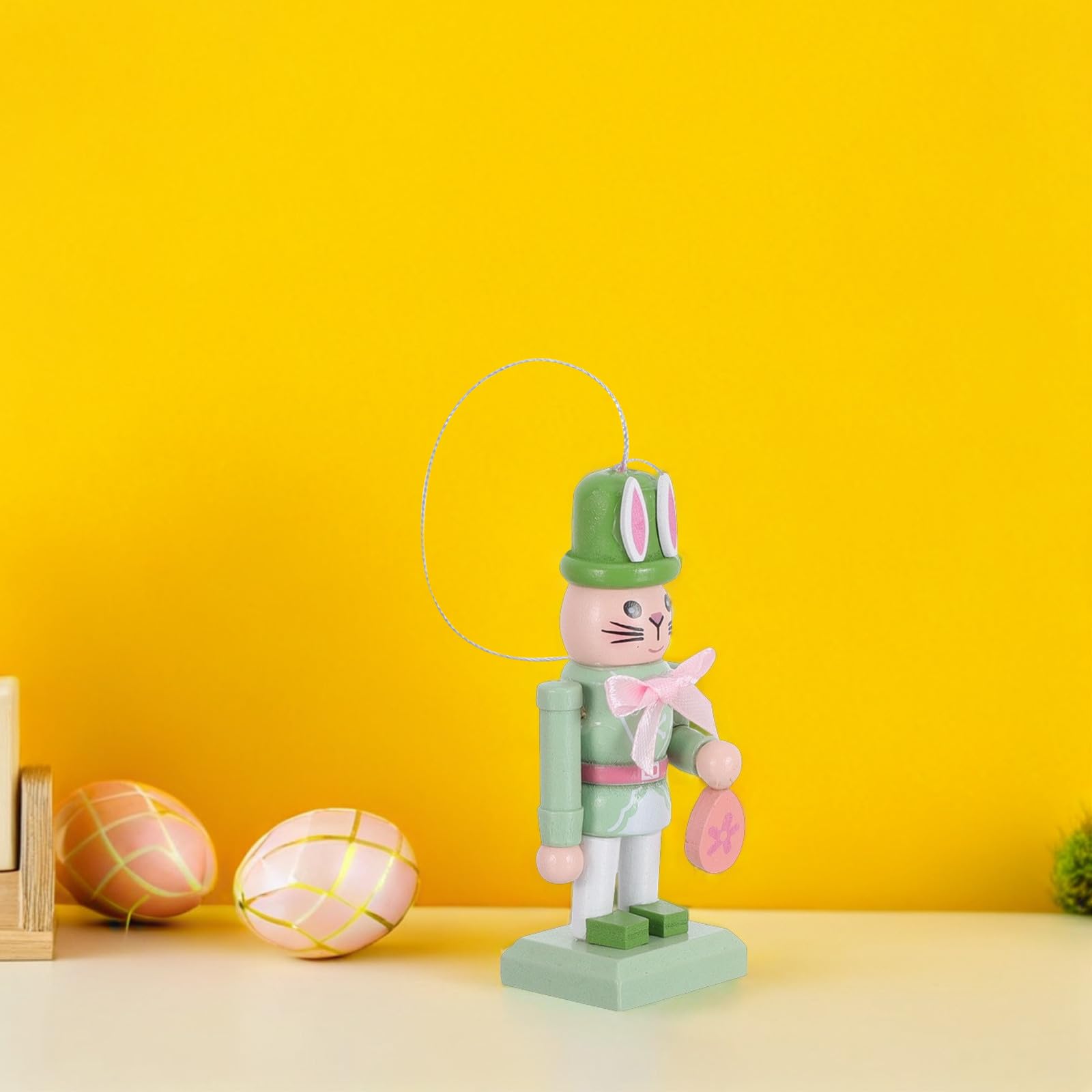 minkissy 20 Pezzi Statuina Schiaccianoci Coniglio Pasquale in Legno per