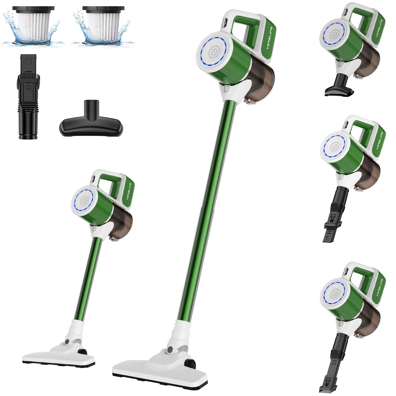 VersLife Cordless Vacuum Cleaner, Cordless Stick Vacuum for Pet Hair & Hard Floors, 30Kpa Powerful Suction, Up to 35 Mins Runtime 6-in-1 Lightweight Handheld Vacuum Cleaner