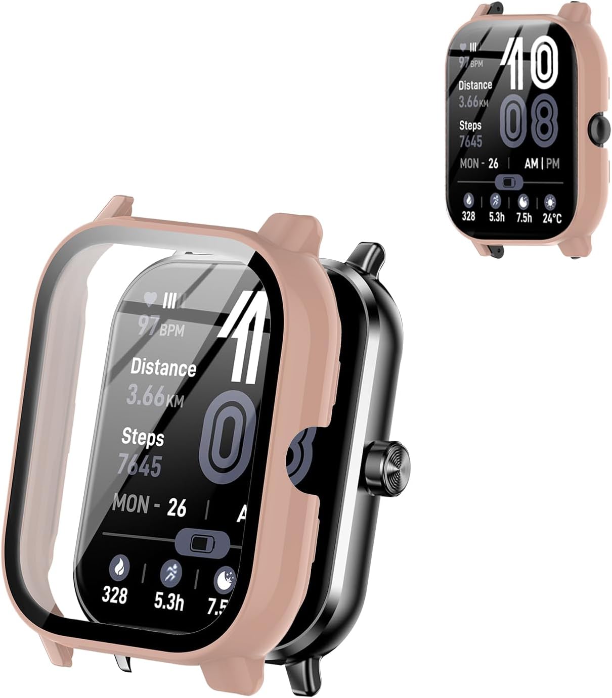 Case Cover for Jacoosa TG38 1.83",Hard PC Protective Case with 9H Tempered Glass Screen Protector, Shockproof Scratch-Resistant Shell for Jacoosa TG38 Smart Watch,Pink