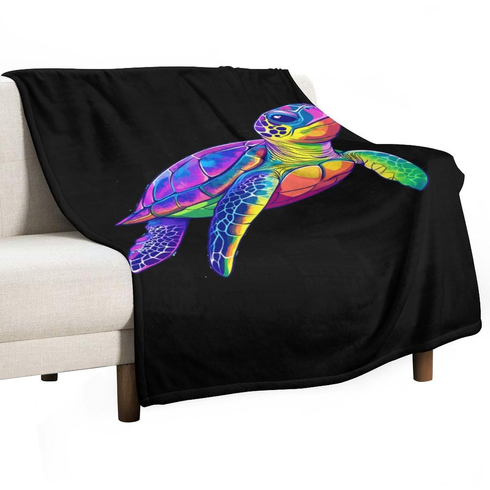 Cgsbngha Style Rainbow Turtle Flannel Fleece Blanket Lightweight Soft Throw Blankets For Sofa Couch Bed Chair