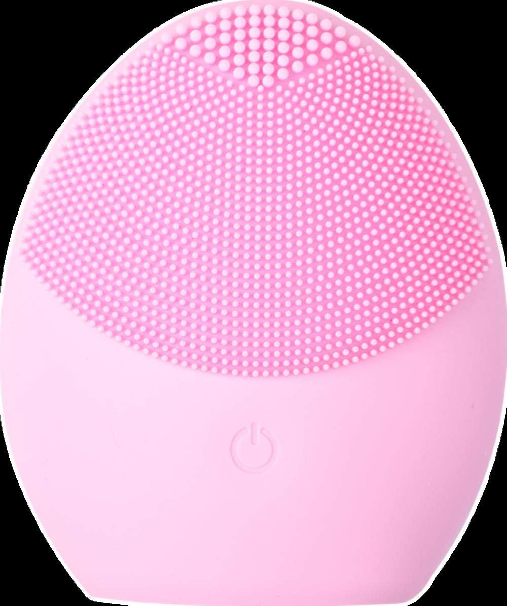 Facial Cleansing Brush Face Cleansing Brush Electric Facial Massager Silicone Brush Cleaner Sonic Vibration Deep Pore Cleaning,Old Pink