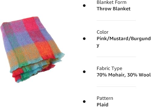 Miniatura 10 de Manta de lana y mohair de angora irlandés genuina de Irlanda, 72 x 54 pulgadas, estilo celta tradicional, sensación y calidez supersuaves, cuadros