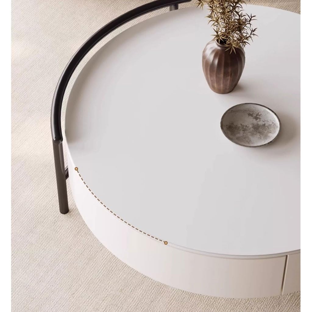 Tavolino da caffè Tavolino da caffè Rotondo Luminoso di Lusso Moderno for Soggiorno, Divano, Tavolo Pranzo, mobiletto Laterale, tavolino Tavoli for Soggiorno(80cm)