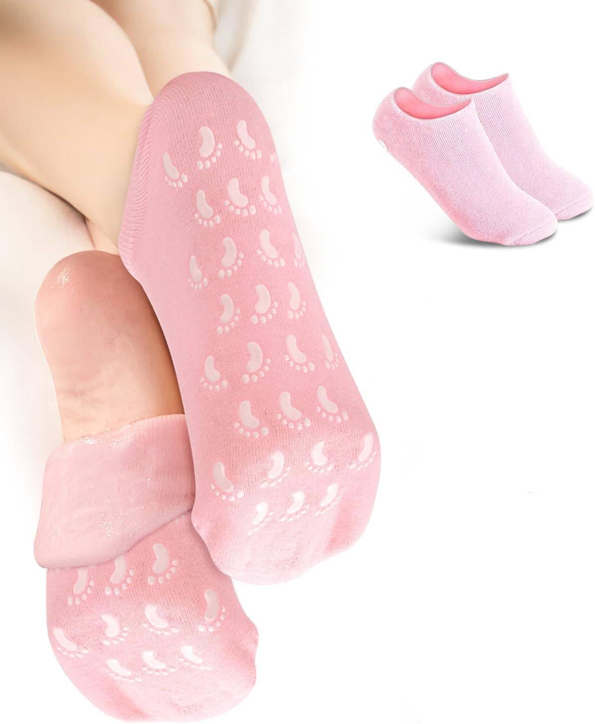 MOMENT Moisturizing Socks, Gel Socks Soft Moisturizing Gel Socks, Gel Spa Socks for Repairing and Softening Dry Cracked Feet Skins, Gel Lining Infused with Essential Oils and Vitamins, Random Color