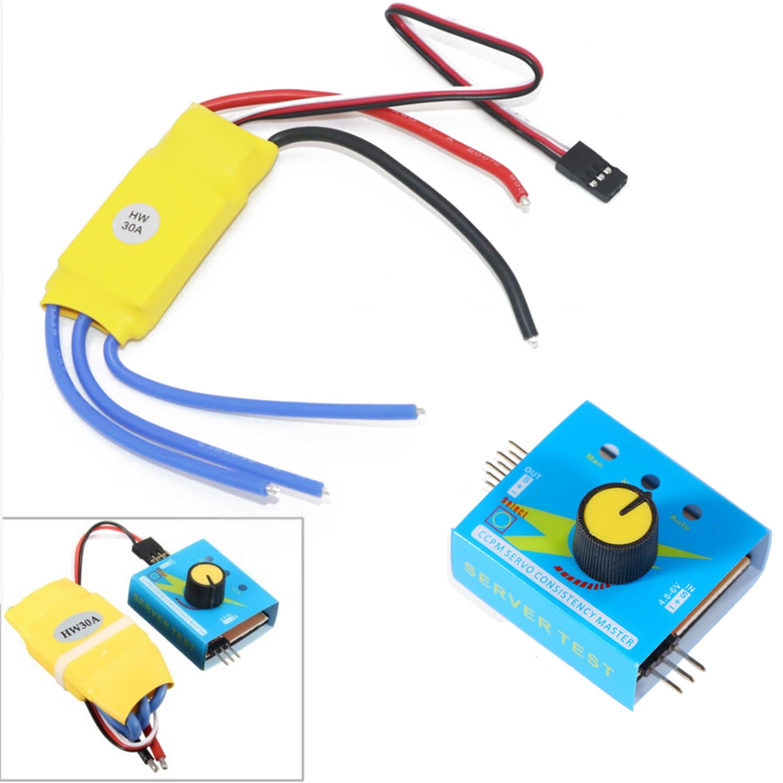 4 PCS Drone 30A Brushless Speed Controller RC ESC + Multi Servo Tester 3CH ESC 4.8-6V Kit Spare Part for F450 Multicopter Drone Accessories