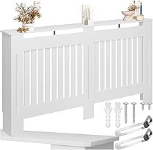 tectake® Slatted Design Radiator Cover, Heating Cover, Radiator Coating, with Decorative Shelf, Heat Protection, Easy Cleaning, Scandinavian - 152.5 x 19 x 82 cm