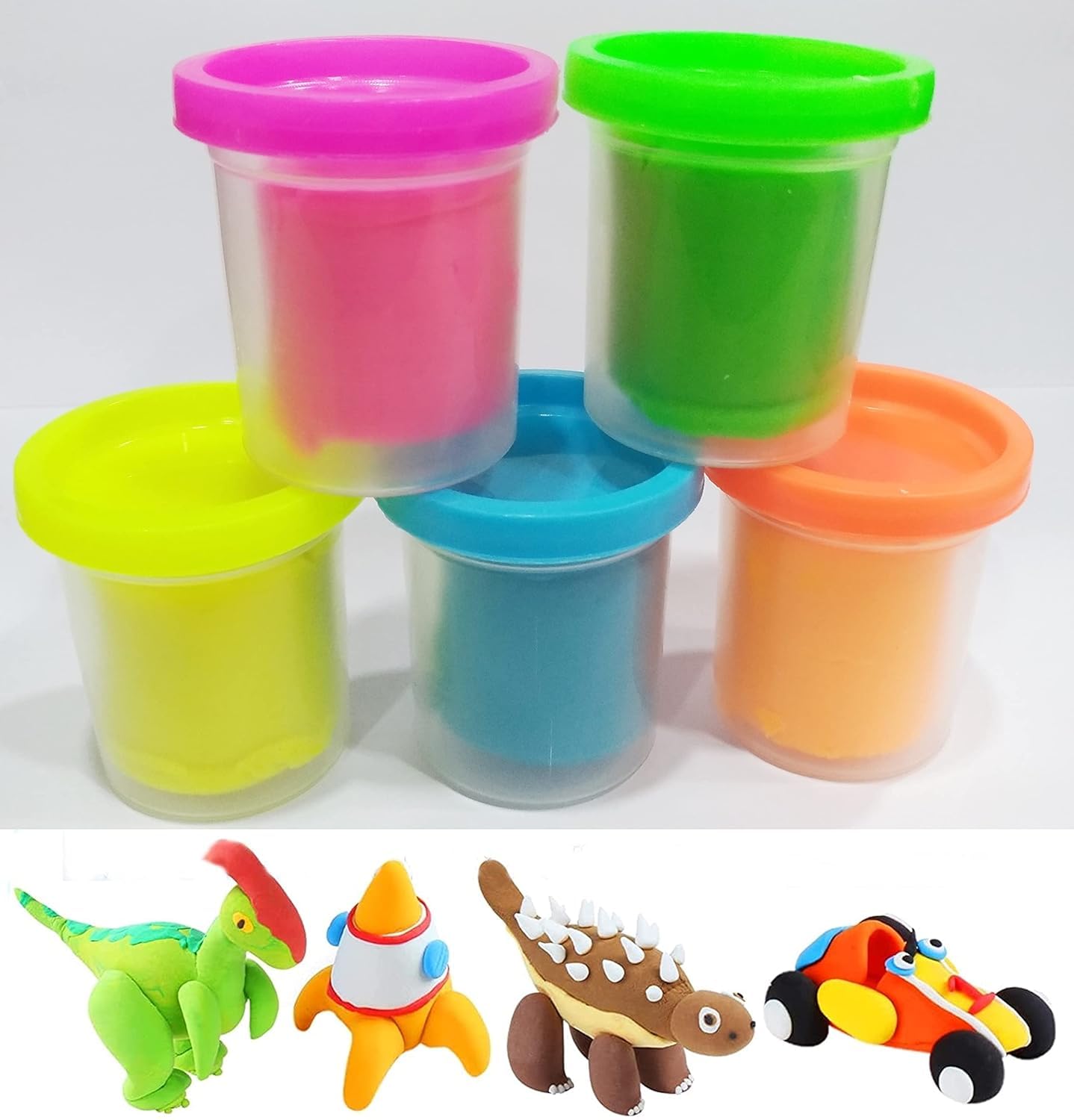 Play with Dough Fun with Dough Clay 5 Pcs, Modeling-Reusable Non-Toxic Air Dry Clay, DIY Craft Activity, BIS Approved (Creative Clay 50GRMS - 5 TUB)